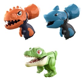 RMISODO 3Pcs Cute Dinosaur Shark Squirt Guns for Kids - Summer Water Toys for Pool, Beach Party & Water Fighting Games