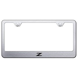 Au-TOMOTIVE GOLD Laser Etched Logo Stainless Steel License Plate Frame for Nissan Z (Brushed Chrome)