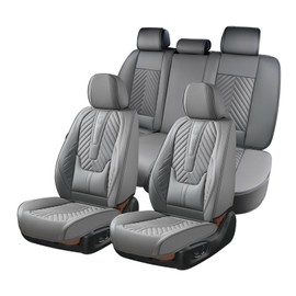 Coverado Car Seat Covers, Leatherette Seat Covers Full Set, Automotive Seat Covers Protector Cover Seat Universal Fit for Most Cars SUV Truck with Lumbar Support(Gray)