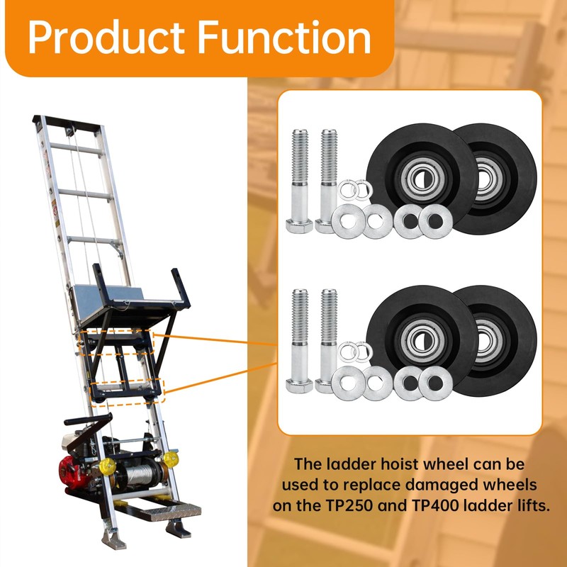 90040 Carriage Wheel Kit Complete Ladder Hoist Replacement Parts for