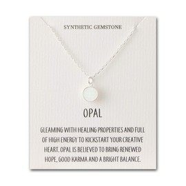Philip Jones Silver Plated Synthetic White Opal Necklace with Quote Card