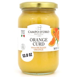 CAMPO D'ORO - Sicilian Orange Curd, 13.8 oz (390 g), Made with fresh orange juice, eggs and butter, Product of Italy, 100% Natural, Non GMO