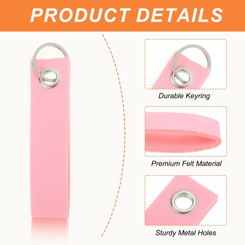 QUARKZMAN Felt Keyring with Stainless Steel Ring, Key Ring Blanks