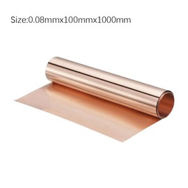 Hsthe Sea Copper Sheet Roll 0.08mmx100mmx1m, 99.9% Pure Copper Strip Copper Flashing Metal Foil Plate for Electricity DIY Projects
