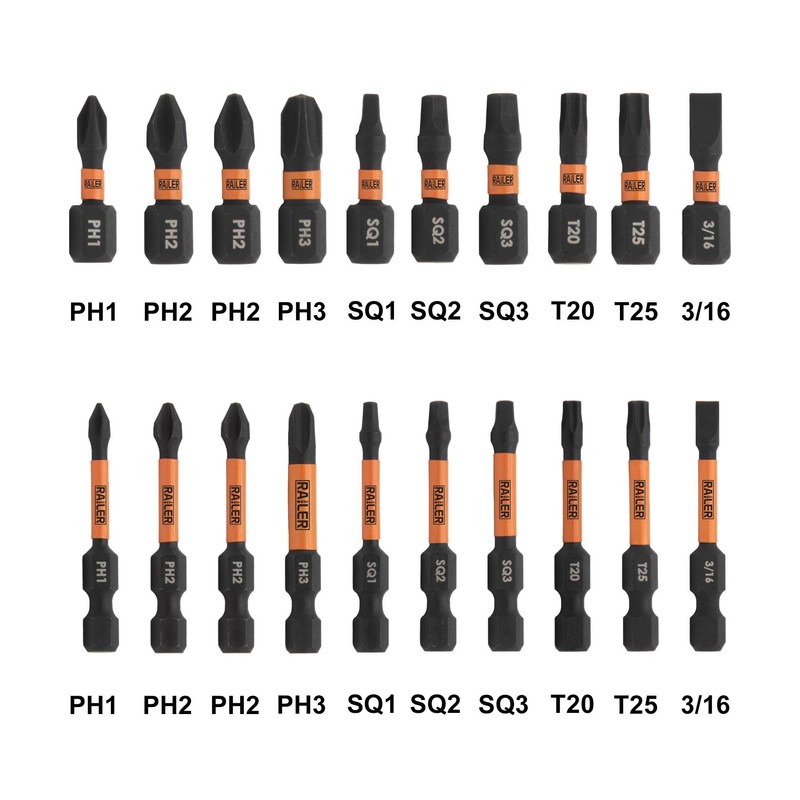 Railer 20pc Screwdriver Bit Set - Premium S2 Steel 1"
