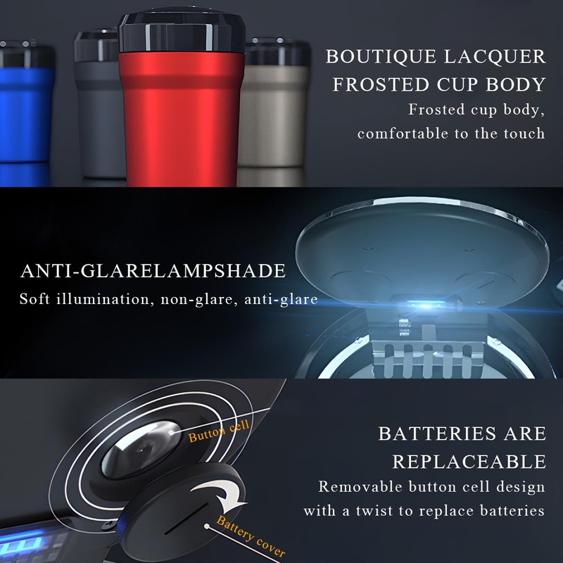 SHMZK Car Ashtray with Lid, Detachable Smokeless Cylinder Cup Holder