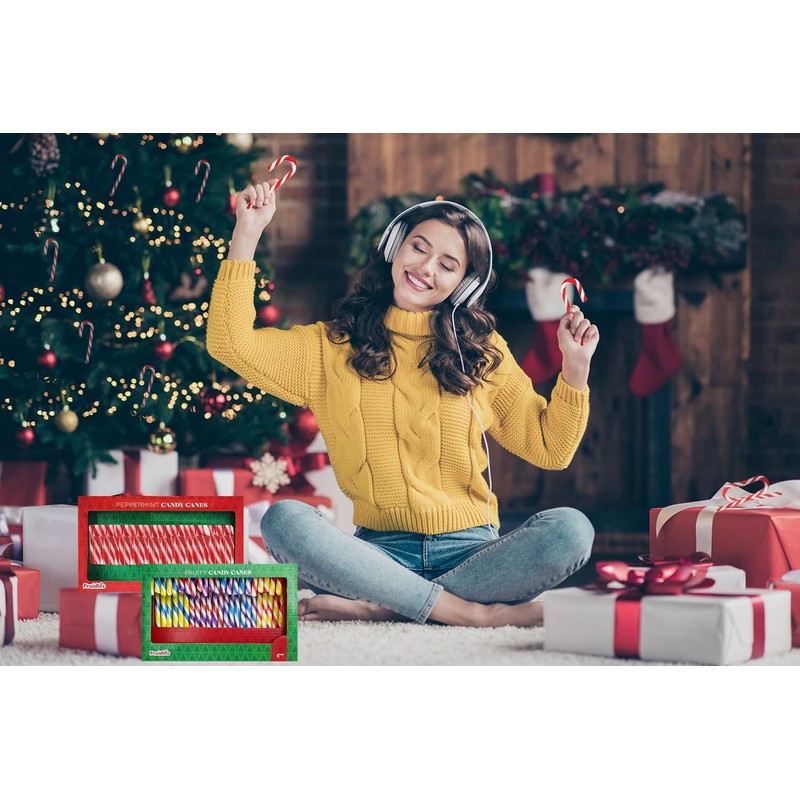 Fruidles Christmas Candy Canes Suckers, Peppermint Flavor, Individually Wrapped (24-Pack)