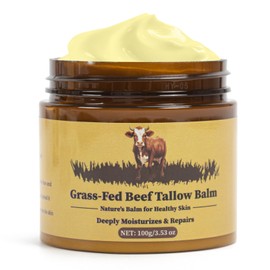 Beef Tallow Skincare, Organic Tallow and Honey Balm Face, Beef Tallow Face Cream with 100% Grass-Fed Ingredients, Natural Hydration Deep Moisturizer for Sensitive & Dry Skin, Face & Body, 3.52 O