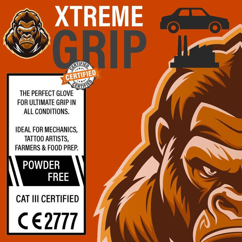 Xtremeauto Nitrile Gloves - Disposable Gloves, Diamond Grip Orange Gloves