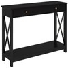 Treocho Black Console Table with Drawer and Storage Shelves, Foyer