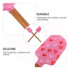 UPKOCH 2pcs Silicone Spatulas with Wooden Handle and Heart Pattern