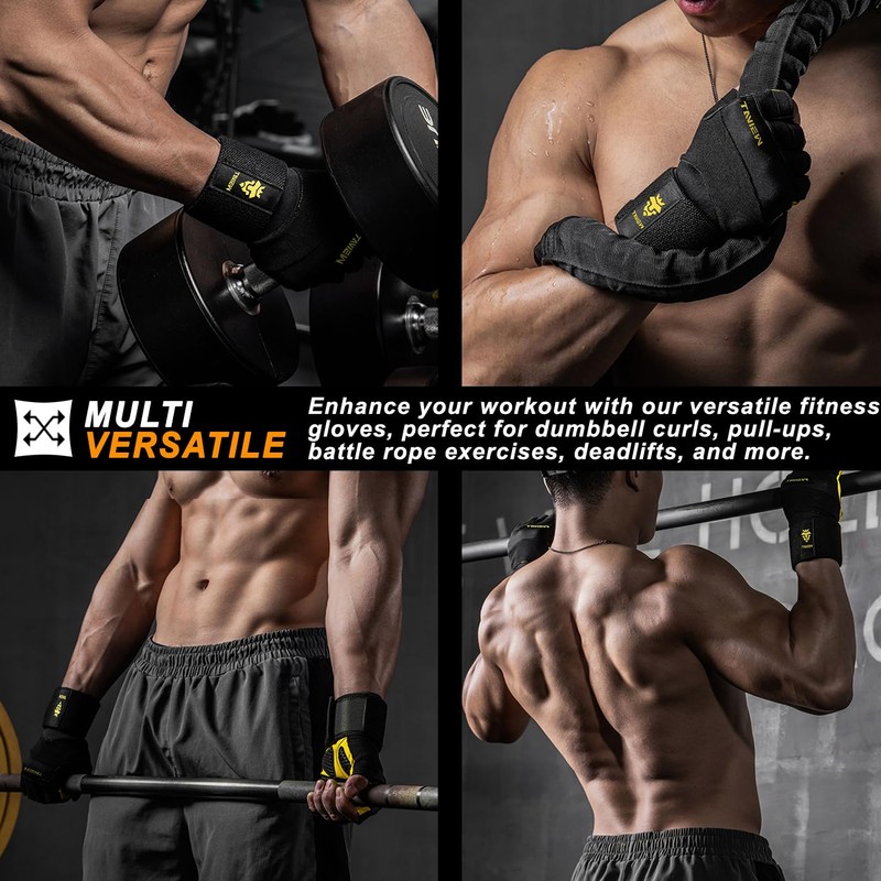 TAVIEW Workout Gloves, Weightlifting Gloves and Wrist Wraps Built in