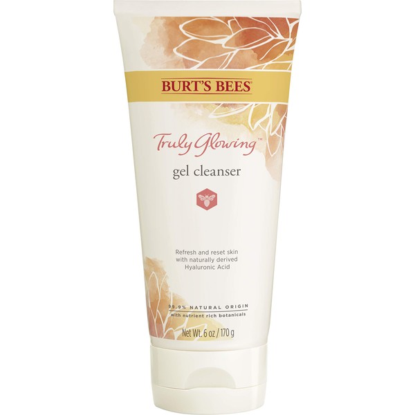 Burt's Bees Truly Glowing Refreshing Gel Cleanser with Naturally Derived Hyaluronic Acid and Other Natural Origin Ingredients, 6 Fluid Ounces