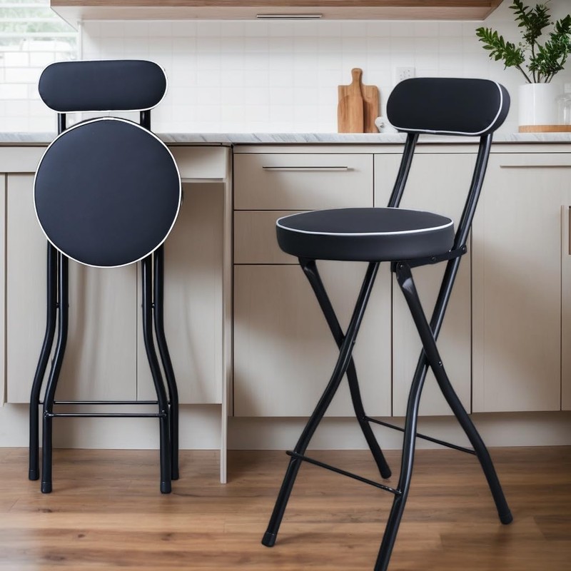 UWEAR 1 PCS Folding Bar Stool with Back, Tall Foldable