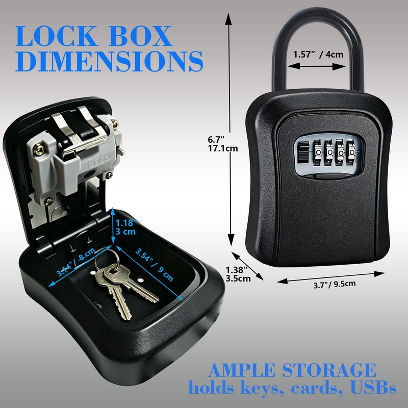Key Box with Code, Waterproof Dustproof Combination Lock, Corrosion Resistant,