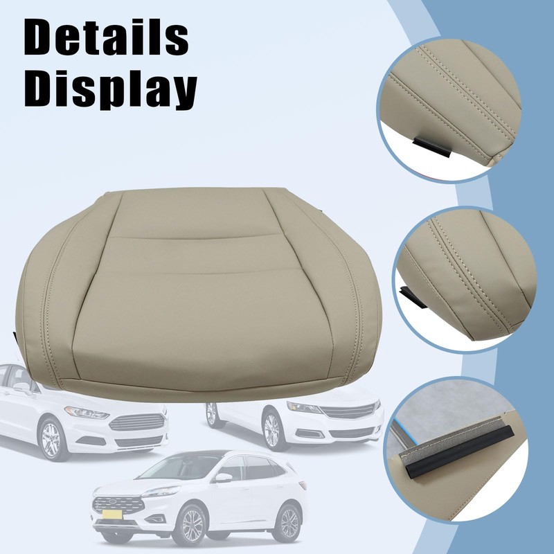 SecosAutoparts Front Driver Side Bottom Non-Perforated Leather Replacement Seat Cover