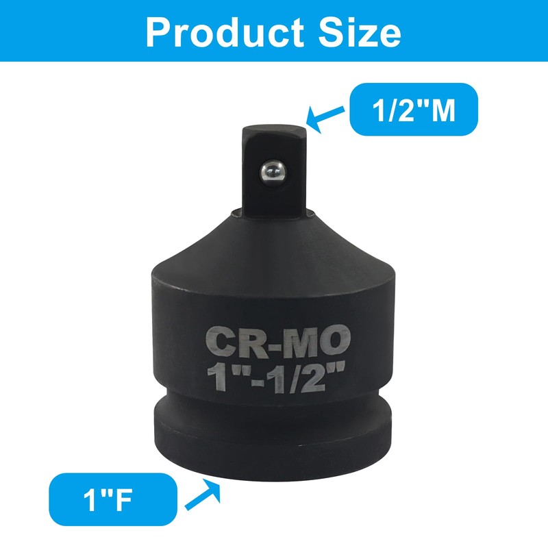 LDEXIN 1" Female to 1/2" Male Impact Socket Adapter, Black