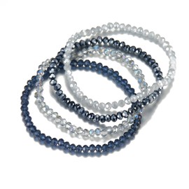 FULU AUTUMN Boho Beaded Bracelet Multi-Layer Crystal Stone Beaded Bracelets for Women Stretch Bracelets Fashion Jewellery Birthday Gifts for Her(Nevy blue)