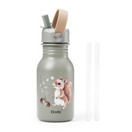 Elodie Details Kids' Stainless Steel Bottle with Straw | BPA-Free | Light Weight Sports Leak-Proof Water Bottle for School, Kindergarten | Easy Sip Toddler Cup | 350ml | Chipmunk Darling