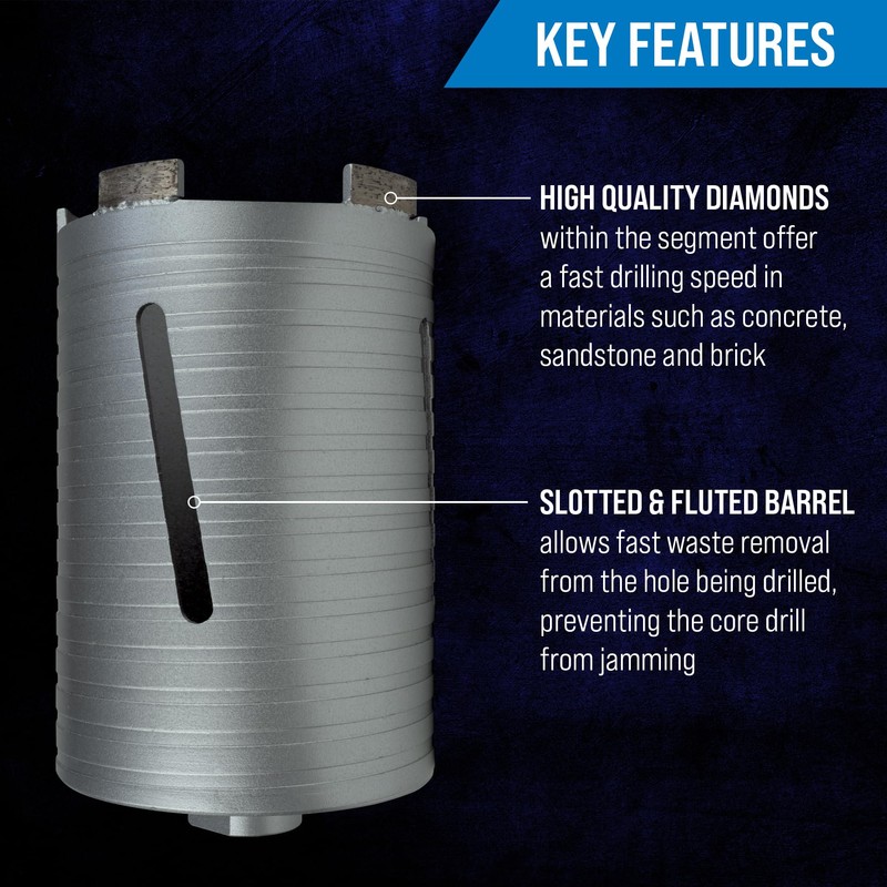 Mexco DCX90 Slotted Dry Core Drill, High-Performance Diamond Core for