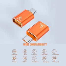 BETU 【120W /10Gbps】 USB C Male to USB Female Adapter, 10Pack USB3.1 USB C to USB Adapter, Compatible with Smartphone/PC/Laptop/Tablet/Keyboard and More Devices (Orange)