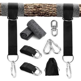 HASLED Swing Attachment, 90 cm Swing Suspension with D-Rings, Holds up to 500 kg, Hanging Chair Attachment with Tree Protection Padding, Swing Ropes for Tree Swing Seat, Hammock, Plank