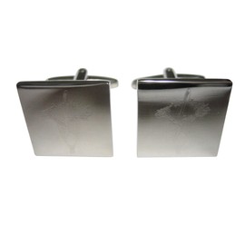 Kiola Designs Silver Toned Etched Titan Arum Corpse Flower Carnivorous Plant Cufflinks