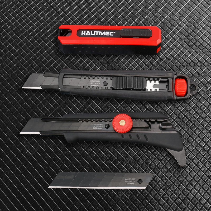 HAUTMEC 10PC 18mm Heavy Duty Utility Knife Blades, SK2H Steel