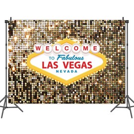 Welcome to Las Vegas Party Photography Backdrops 7x5ft Fabulous Casino Poker Movie Themed Photo Background Vintage Costume Dress-up Birthday Prom Ceremony Baby Shower Banner Supplies Props Vinyl