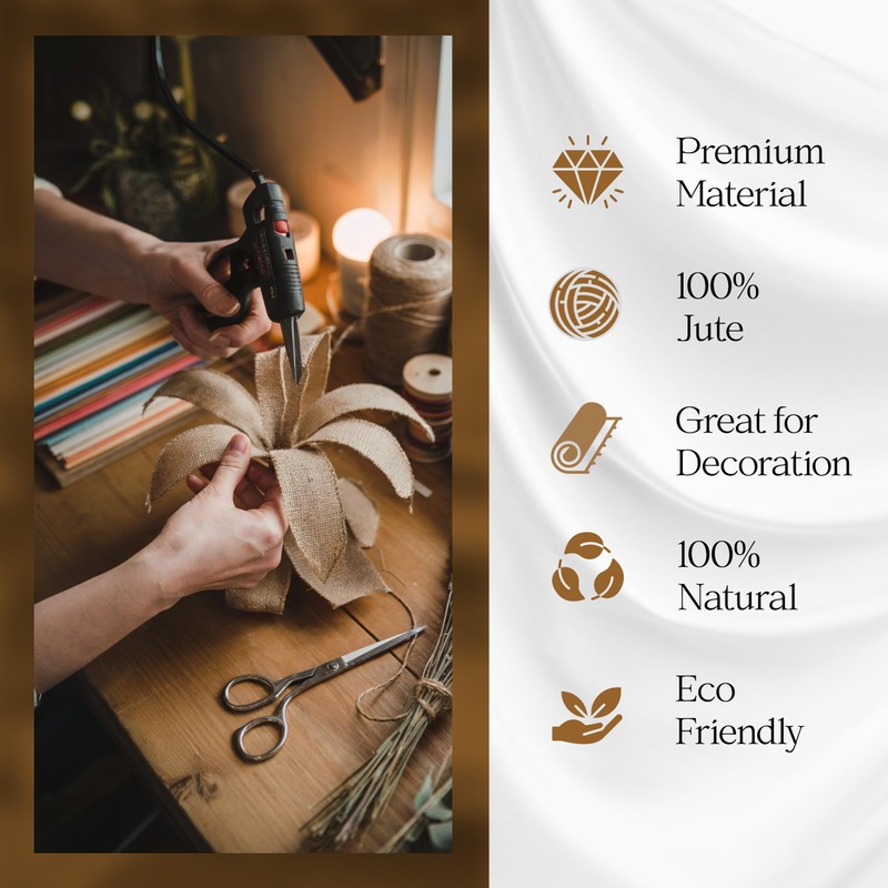 Premium Burlap Jute Fabric Natural, 72" Wide x 3 Feet