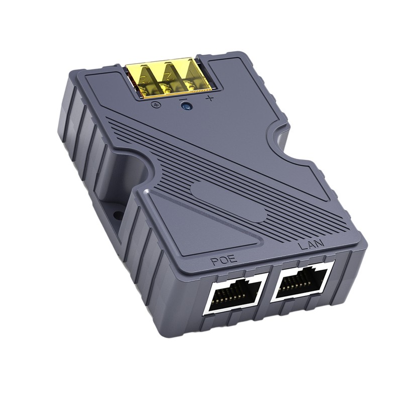 PoE Injector 48‑57V 3A GigE Passive ABS Surge ESD Protection