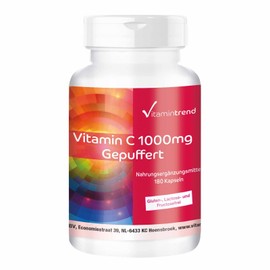 Buffered Vitamin C 1000mg - 180 Vegan Capsules - Stomach Friendly - For 6 Months Vitamintrend®