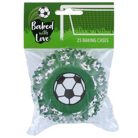 Baked with Love Football Baking Cases, 50mm Foil Lined Baking Cups, Greaseproof Cupcake Cases for Birthday, Celebration, Party, Pack of 25, Green, (686973)