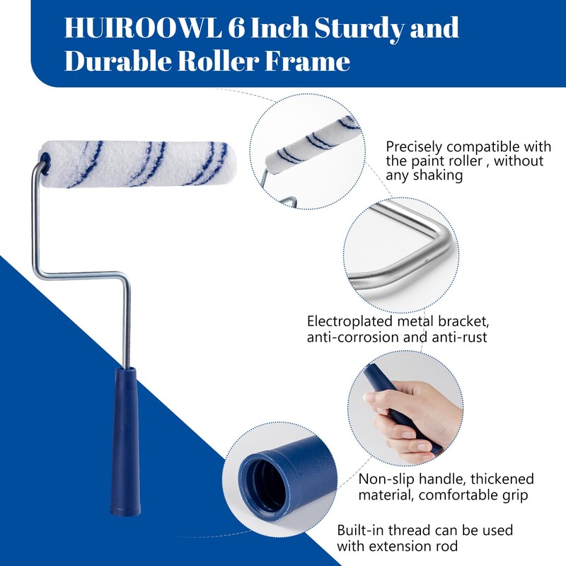 HUIROOWL 10Pcs 6 Inch Paint Rollers, Microfiber Paint Roller Covers