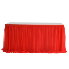 HBBMAGIC Tulle Table Skirt Table Skirt Party Decoration for Weddings, Birthdays, Candy Bar, Christmas, Modern, red