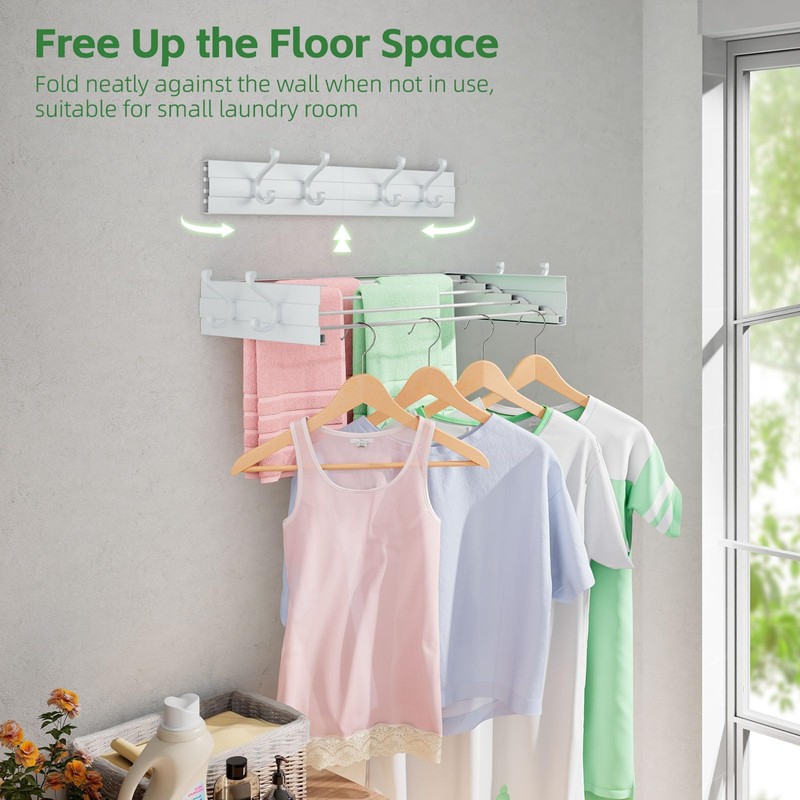 Wall Mounted Clothes Drying Rack for Laundry 23.6", Folding Clothes