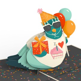 Lovepop Birthday Pop-Up Card for Her and Him - 3D Greeting Cards for Boys, Girls, Men, Women - ‘That’s Coo’ Funny Pigeon - 5" x 7" Card - Blank Notecard and Envelope Included