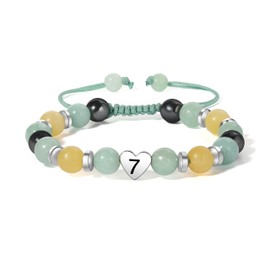 SIXFOX Natural Stone Charm Bead Bracelets Adjustable Lucky Bracelet Inspirational Back to School Bracelets First Day of School Bracelets Graduation Birthday Gifts (Heart)