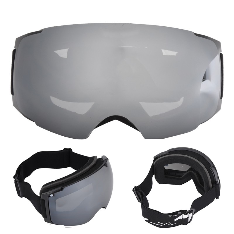 Outdoor Magnet Double Layer Antifog Skiing Goggles for Climbing Snowboardingsilver