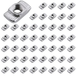 Yeepeo Pack of 50 Hammer Head Nuts 6 mm Groove 6, M5 Thread 2020 Profile T-Slot Nut Carbon Steel T-Slot Nut Hammer Nut for Aluminium Profile Extrusion Slot (EU20-M5 × 10 × 6)
