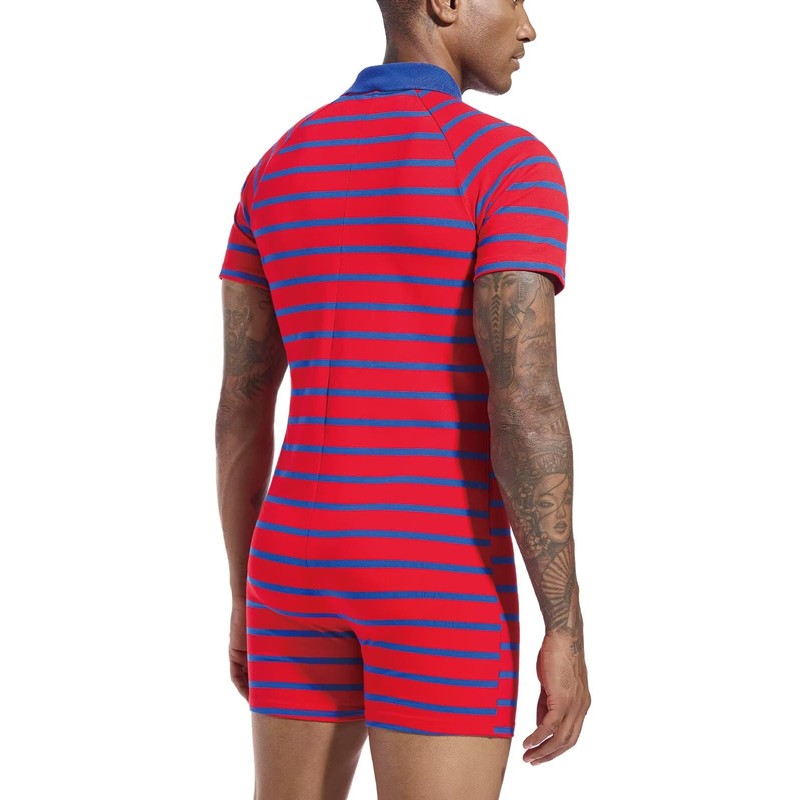 Landofgenie Onesie Pyjamas Men's Short Sleeve Cotton Romper One Piece