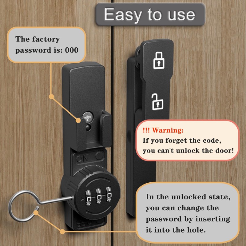 Fine jade2 Lock with Password Lock Sliding Door Lock Hasp