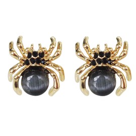 Navachi 18k Gold Plated Black Crystal Created-Opal Spider Ear Stud Az1294 Earrings