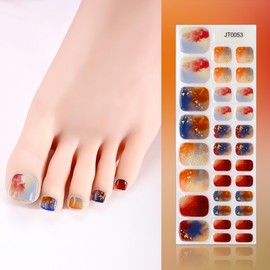 SILPECWEE Semi Cured Gel Nail Strips for Toes (Restful Sunset Glow - 32PCS)
