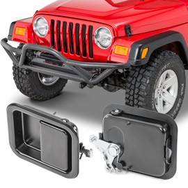 Quadratec Exterior Paddle Door Handle for Full Steel Doors, Black - Fits Jeep CJ, Wrangler TJ, YJ, & LJU 1982-2006 - Replaces OE #55028446 & #55176383AE - Plug & Play Design