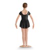 Bloch Dance Girls Prisha Short Sleeve Leotard Dress, Black, Size