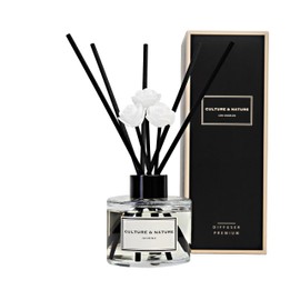 CULTURE & NATURE Reed Diffuser Set 4oz (120ml) Jasmine Scented Diffuser with Sticks Home Fragrance Reed Diffuser for Bathroom Shelf Decor
