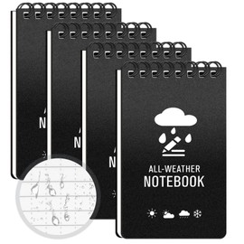 4 Pack Waterproof Notebook, 3" x5" Small Pocket Notebook, Top Spiral Notepad, All Weather Notebook, Police Notepad with Stone Paper, Mini Memo Pads for Outdoor Field School Office, Black