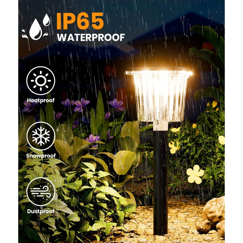 Super Bright Solar Outdoor Lights for Pathway Powered 2 Pack,Adjustable