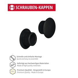 Gedotec Plastic Furniture Cover Caps | Pack of 20 Screw Covers Black | H1117 | End Caps for Screw Holes Round | Furniture Caps for Blind Bore Diameter 10 mm | Screw Covers
